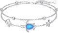 wholesale 925 Sterling Silver Blue Opal Enamel Ocean Life Charm Anklet 7 - Beach Jewelry for Women and Girls-0-0