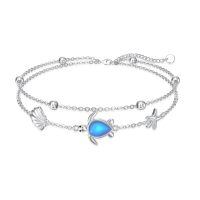 wholesale 925 Sterling Silver Blue Opal Sea Turtle Starfish Shell Charm Bracelet For Women-Enamel Sea Turtle Bracelet