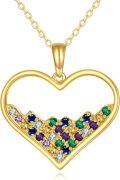 wholesale 10K Gold Rainbow Crystal Heart Pendant Necklace s for Her-0-0