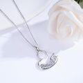 wholesale 925 Sterling Silver Heart-Shaped Bear Family Pendant Necklaces for Women Gifts-0-1