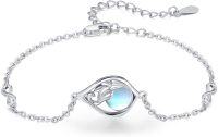 wholesale 925 Sterling Silver Moonstone Leaf Design Chain Link Bracelet-A-Leaf
