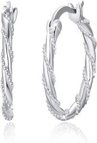 wholesale 925 Sterling Silver Twist Design Hoop Earrings for Women and Men - 3cm Diameter Minimalist Fashion  Idea-15-White Gold Hoop