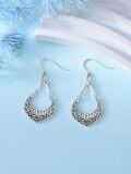 wholesale 925 Sterling Silver Teardrop Moon & Lotus Flower Drop Earrings for Women-0-2