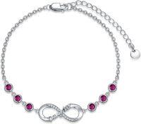 wholesale 925 Sterling Silver 12 Birthstones Infinity Daughter Link Bracelet Gift from Mom-July