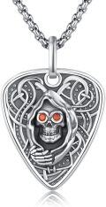 wholesale 925 Sterling Silver Gothic Grim Reaper Pendant Necklace with Red Eyes and Celtic Knot Design - Halloween Jewelry for Women & Men-0-0