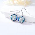 TOUPOP Sterling Silver Blue Crystal Evil Eye Hamsa Tree Of Life Dangle Earrings-0-4
