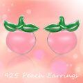 wholesale 925 Sterling Silver Pink Peaches Fruit Stud Earrings for Women Girls  4g-0-4