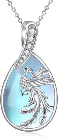 wholesale 925 Sterling Silver Teardrop Moonstone Phoenix Pendant Necklace for Women - Mothers Day/Birthday Gifts-Phoenix necklace