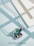 TOUPOP Sterling Silver Abalone Shell Elephant Pendant Necklace Good Luck Jewelry Gift-0-3