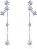 wholesale 925 Sterling Silver Blue Crystal Star Drop Dangle Earrings for Women Gift Idea-0-0