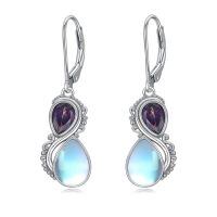 wholesale 925 Sterling Silver Red And Blue Gemstone Earrings-Amethyst Purple