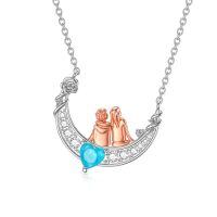 wholesale 925 Sterling Silver Crescent Moon Necklace With Hearts And Diamonds-mom necklace 2