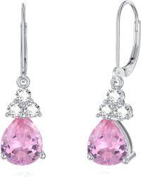wholesale 925 Sterling Silver Birthstone Dangle Drop Earrings for Women-October-Pink Tourmaline