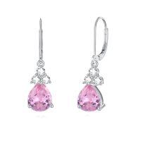 wholesale 925 Sterling Silver Garnet Teardrop Earrings-October-Pink Tourmaline
