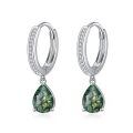 wholesale 925 Sterling Silver Teardrop Green Moss Agate Hoop Earrings Gemstone s for Her-0-0