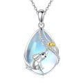 wholesale 925 Sterling Silver Blue Moonstone Butterfly Pendant Necklace for Women-0-0
