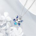 wholesale 925 Sterling Silver Metal Cubic Zirconia Blue Bat Heart Pendant Necklace for Women Girls Gifts-0-3