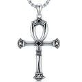 wholesale 925 Sterling Silver Ankh Cross Pendant Necklace  for Men & Women - Protection Amulet Religious Jewelry with 24+2mm Rolo Chain (Gift Included)-0-0