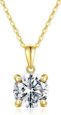 wholesale 14K Gold Moissanite Necklace 1CT Round Cut Solitaire Pendant 16-18 Chain-0-0