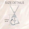 wholesale 925 Sterling Silver Cubic Zirconia Heart Cross Pendant Necklace for Women Wife Gift-0-3