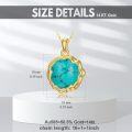 wholesale 14K Gold & Turquoise Necklace, 10x10mm Pendant, 14-16 Adjustable Chain, Handcrafted Jewelry with Natural Gemstone, Delicate & Modern Design-0-6