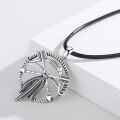 wholesale 925 Sterling Silver Abalone Shell Feather Crossed Arrows Shield Pendant Necklace-0-3