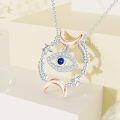 wholesale 925 Sterling Silver Evil Eye Moon Star Pendant Necklaces for Women Girls s-0-5