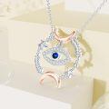 wholesale 925 Sterling Silver Evil Eye Moon Star Pendant Necklaces for Women Girls s-0-5