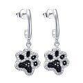 wholesale 925 Sterling Silver Paw Print Drop Earrings-0-0