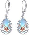 wholesale 925 Sterling Silver Teardrop Moonstone Sloth Dragon Turtle Dog Drop Earrings-0-0