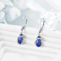 wholesale 925 Sterling Silver Lapis Lazuli Teardrop Dangle Leverback Earrings for Women and Girls-0-3
