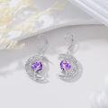 wholesale TOUPOP Moon And Star Earrings Amethyst February Birthstone Earrings Sterling Silver Celtic Moon Drop Dangle Earrings Jewelry Anniversary Birthday Christmas Gifts For Women Wife Mom Her -0-4