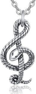 wholesale 925 Sterling Silver Treble Clef Snake Pendant Necklace - Vintage Music s for Women & Men-0-0