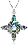 wholesale 925 Sterling Silver Abalone Shell Cross Pendant Necklaces for Women - Witch's Knot Protection Jewelry-0-0