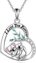 wholesale 925 Sterling Silver Koala Love You Forever Heart Infinity Pendant Necklace s for Women-0-0