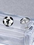 wholesale 925 Sterling Silver Soccer Ball Studs with Player Silhouette - Sporty Jewelry for Women and Men-0-2