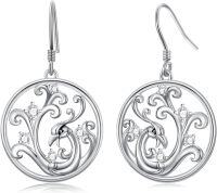 wholesale 925 Sterling Silver Round Swirls Cubic Zirconia Hook Earrings for Women Gifts-Phoenix Earrings