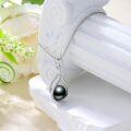wholesale 925 Sterling Silver Black Pearl Pendant Necklace with Infinity Leaf Design and Cubic Zirconia - Valentines Day & Mothers Day Gifts for Her-0-1