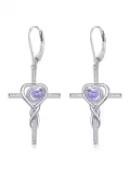 TOUPOP Sterling Silver Alexandrite Crystal Infinity Cross Earrings-0-0
