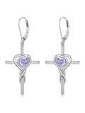 TOUPOP Sterling Silver Alexandrite Crystal Infinity Cross Earrings-0-0