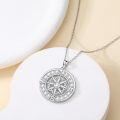 wholesale S925 Sterling Silver Moissanite Compass Necklace, 0.90 Pendant, 18+2 Chain, Gift Box-0-2