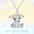 wholesale 925 Sterling Silver Highland Cow Necklace with Blue and Purple Stones for Women - Scottish Cow Pendant s-0-5