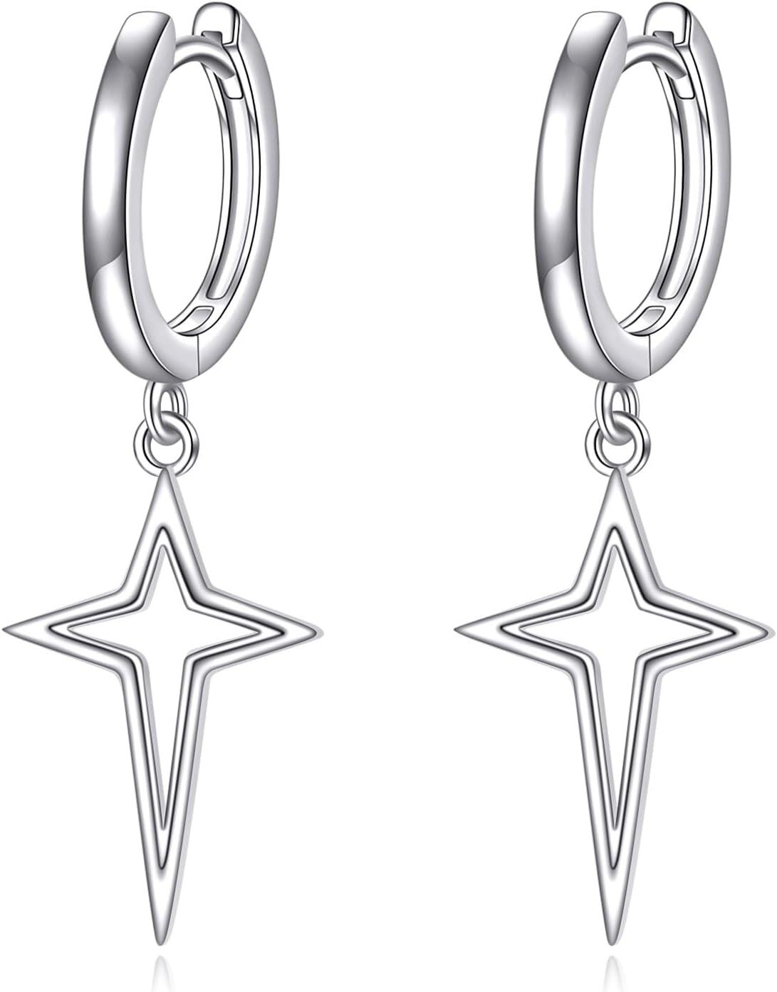 Sterling Silver Dangle Drop Cross Hoop Huggie Earrings Jewelry Gifts for Women-0-0