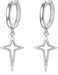 wholesale 925 Sterling Silver Star Shape Dangle Drop Hoop Earrings  for Women-0-0