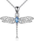 wholesale 925 Sterling Silver Turquoise and Moonstone Dragonfly Pendant Necklace for Women & Moms-0-0