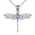 wholesale 925 Sterling Silver Blue Crystal Dragonfly Pendant Necklace for Women and Moms-0-0