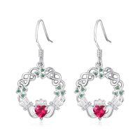 wholesale 925 Sterling Silver Birthstone Claddagh Celtic Knot Dangle Earrings for Women-Silver January