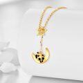 wholesale 14K Gold Panda on Crescent Moon with Star Pendant Necklace for Women Mother's Day Gift Jewelry Accessory-0-4