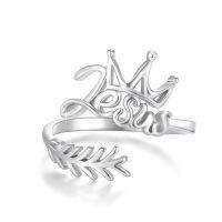 wholesale 925 Sterling Silver Heart Jesus Rings Wholesale Elegant Design-Faith Crown Ring