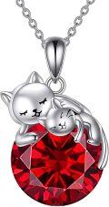 wholesale 14K Gold Pink Crystal Black Cat Pendant Necklace for Women Cats Lover-0-68